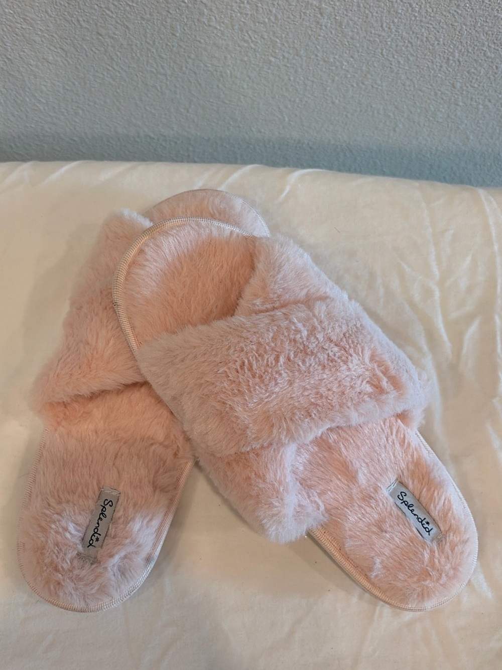 Splendid Light Pink Plush Slide Slippers